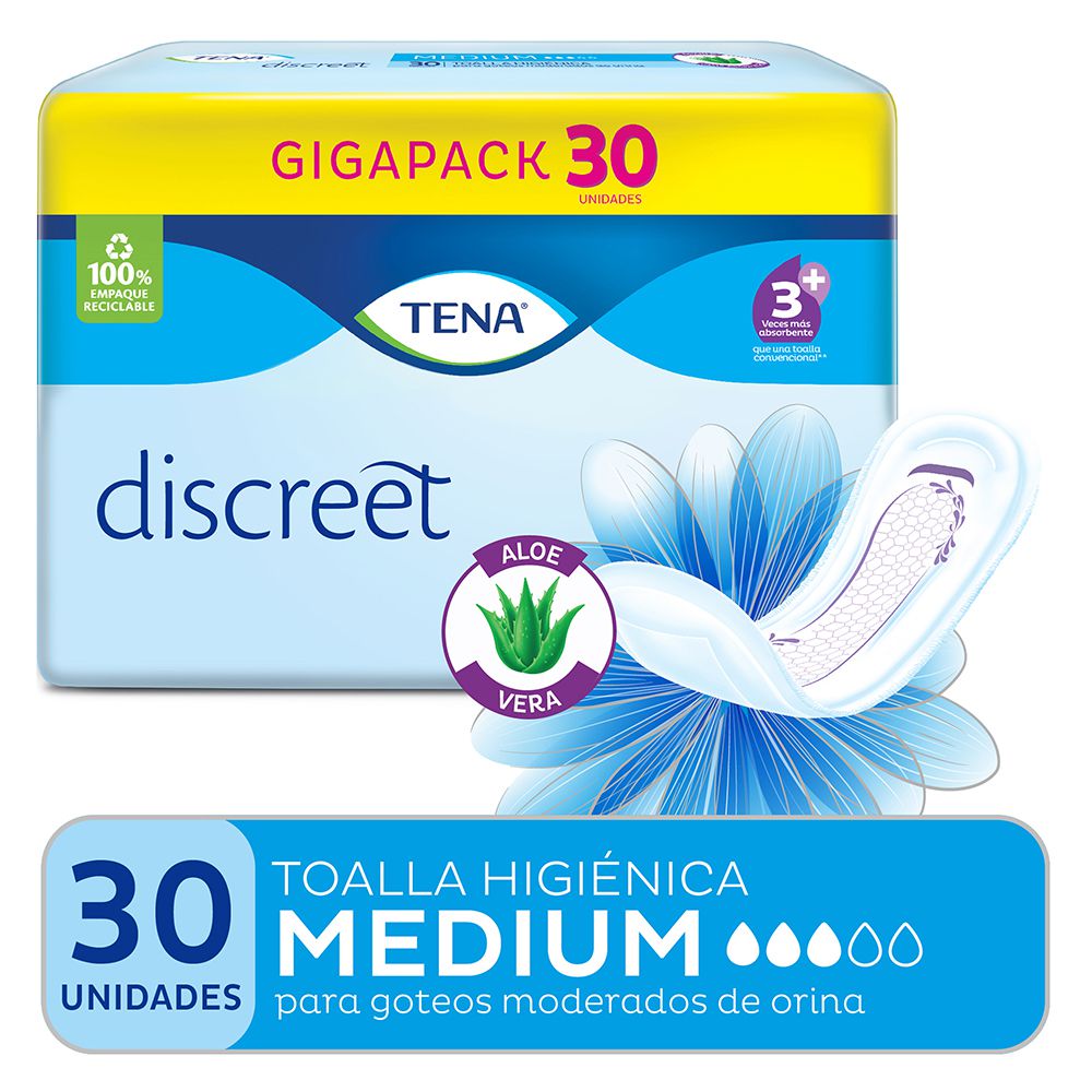 Toalla discreet medium (30 unidades)