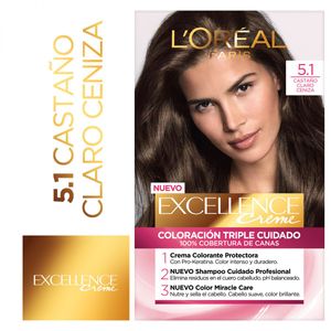 Kit de Coloración permanente creme tono 5.1 castaño claro ceniza