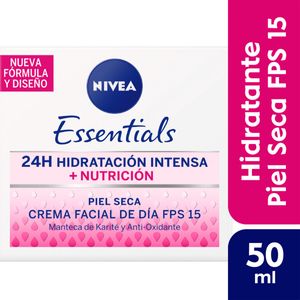 Crema facial hidratante de día essentials para piel seca FPS 15 50 ml