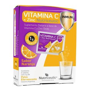 Suplemento dietario polvo efervescente vitamina c y zinc (6 sobres)