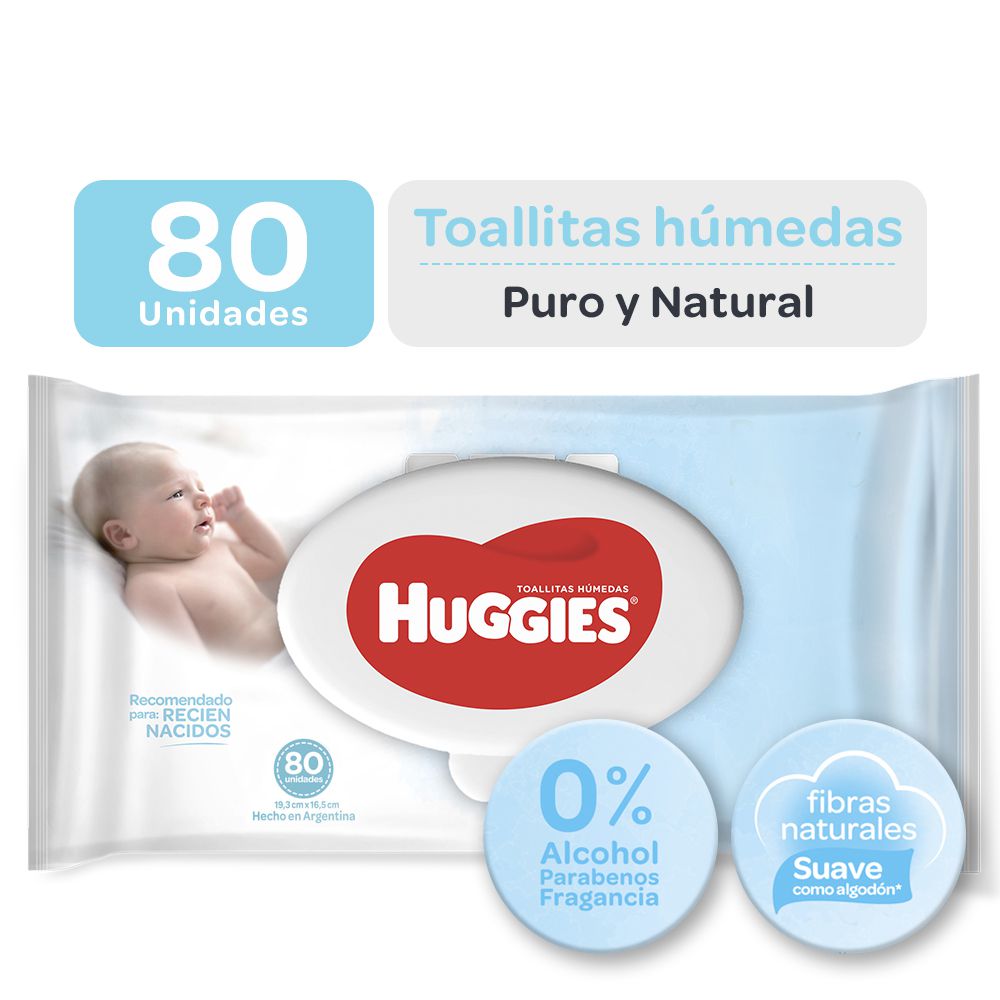 Huggies toallas humedas puro y natural x 80 unidades — Amarket