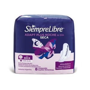 Toallas femeninas secas adapt plus noche y dia (8u)