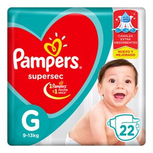 Pañales supersec talle g (22 unidades)