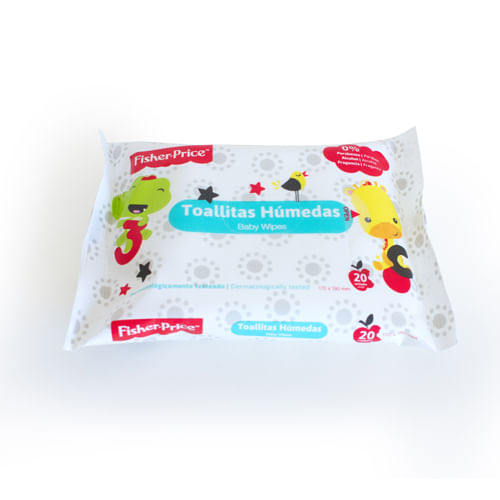 FISHER-PRICE-TOALLAS-HUMEDAS-CON-STICKER-20-UNIDADES
