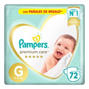 Pañales premium care plus talle g (72 unidades)