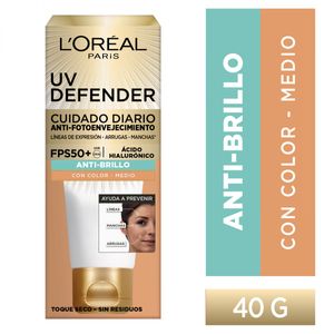Uv defender protector solar fps50 anti brillo tono medio 40 gr