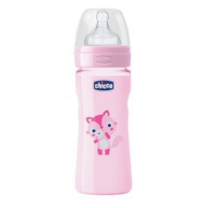 Mamadera well being flujo medio rosa 250 ml