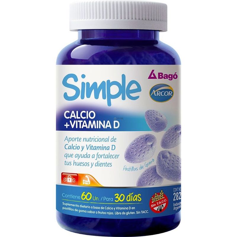 SIMPLE-SUPL-DIETARIO-SIMPLE-CALCIO-Y-VIT-D-60-PAST-DE-GOMA