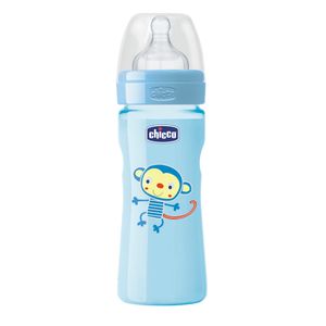 CHICCO BIBERON PLASTICO T SILICONA PERFECT5 AZUL 0M+ FLUJO L 150 ML