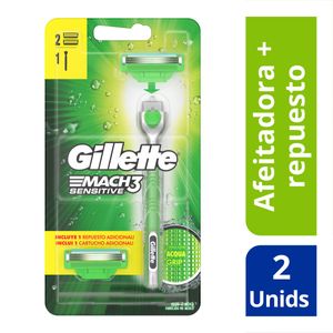 Máquina de afeitar mach3 sensitive aquagrip + 2 repuestos