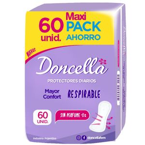 Protectores diarios respirable pocket sin perfume (60 u)