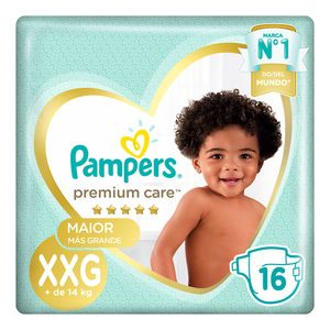 Pañales premium care plus talle xxg (16 unidades)