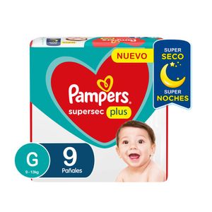 Pañales supersec plus talle g (9 unidades)