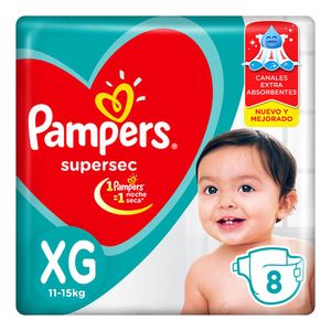 Pañales supersec talle xg (8 unidades)