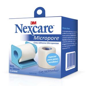 Tela adhesiva 5.00cm x 9m micrpore nexcare con racionador estuche
