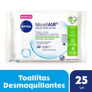 Toallitas desmaquillantes 4 en 1  MicellAir todo tipo de piel 25 unidades