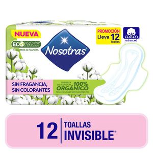 Toalla invisible algodon 100% organico (12 unidades)