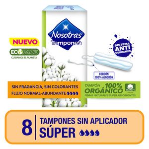 Tampones Organicos Con Aplicador Super (8 unidades)