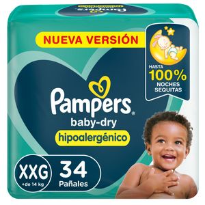 Pañales desechables baby dry hipoalergénico talle xxg (34 unidades)
