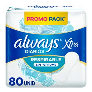Protectores diarios xtra respirable (80 Unidades)