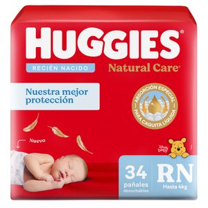 Pañales natural care talle rn  mega (34 unidades)