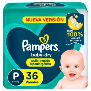 Pañales baby dry hipoalergénico talle p (36 unidades)