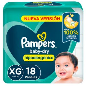 Pañales baby dry hipoalergénico talle xg (18 Unidades)
