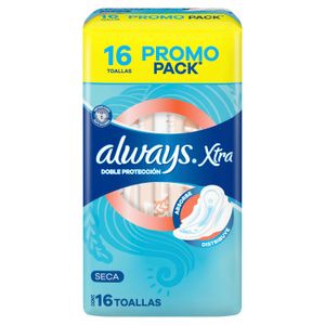 Toallas femeninas xtra doble protección seca (16 unidades)