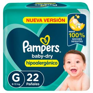Pañales baby dry hipoalergénico talle g (22 unidades)