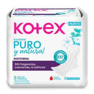 Toalla femenina nocturna puro y natural (8 unidades)