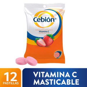 Pastillas masticables de vitamina c sabor a frutilla (12 Pastillas)